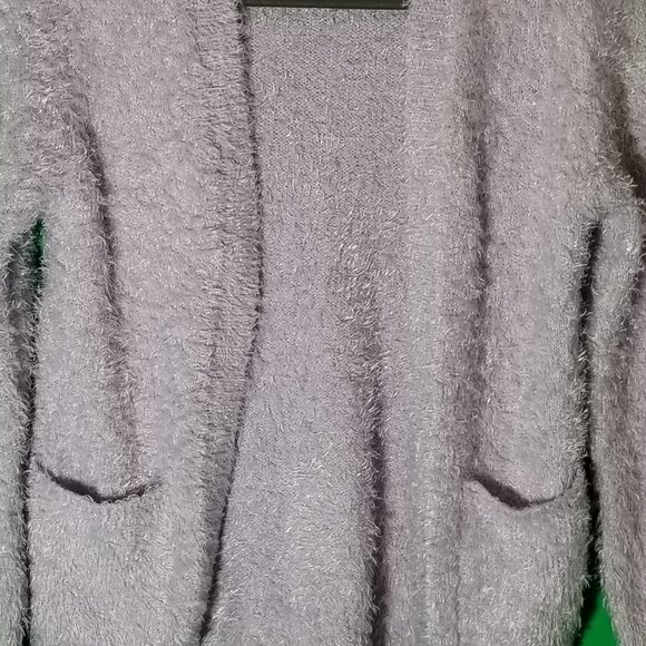 Design History Open Cardigan Womens Size L Purple Long Sleeve 100% Fuzzy Soft - Picture 3 of 5